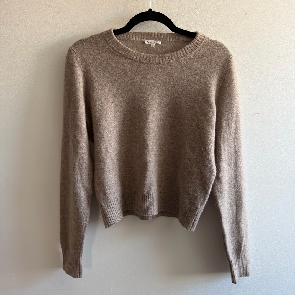 Reformation Cashmere Taupe Crewneck Sweater